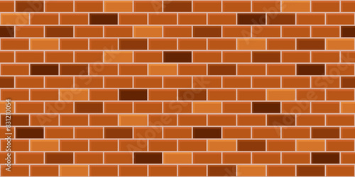 Red brick wall texture, seamless cladding pattern for interior decoration, kitchen backsplash, plastic panel, building outdoor design. Abstract vintage background, vector flat illustration