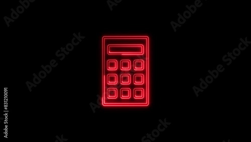 Abstract neon calculator icon animation