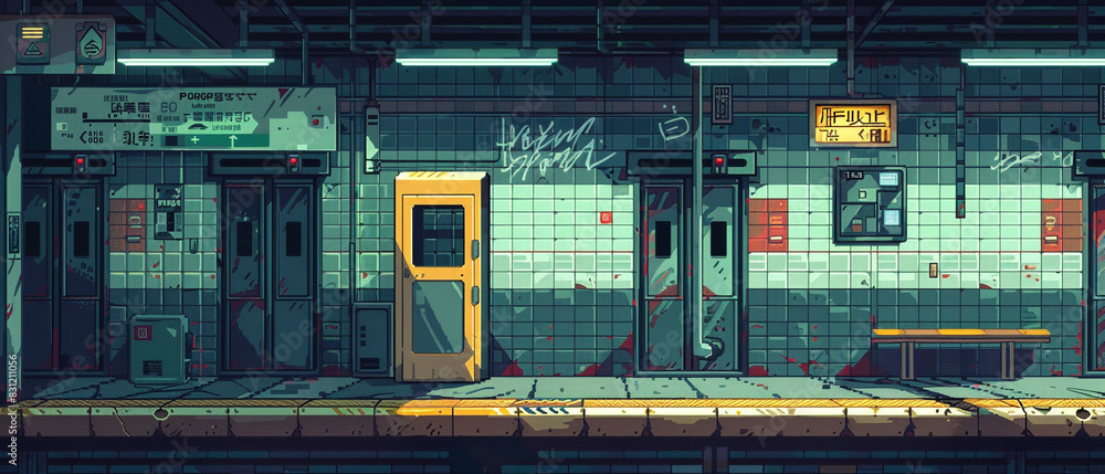Subway station game platform illustration background Subway station game platform illustration background