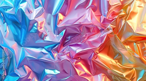 Soft colorful foil against a white background. photo