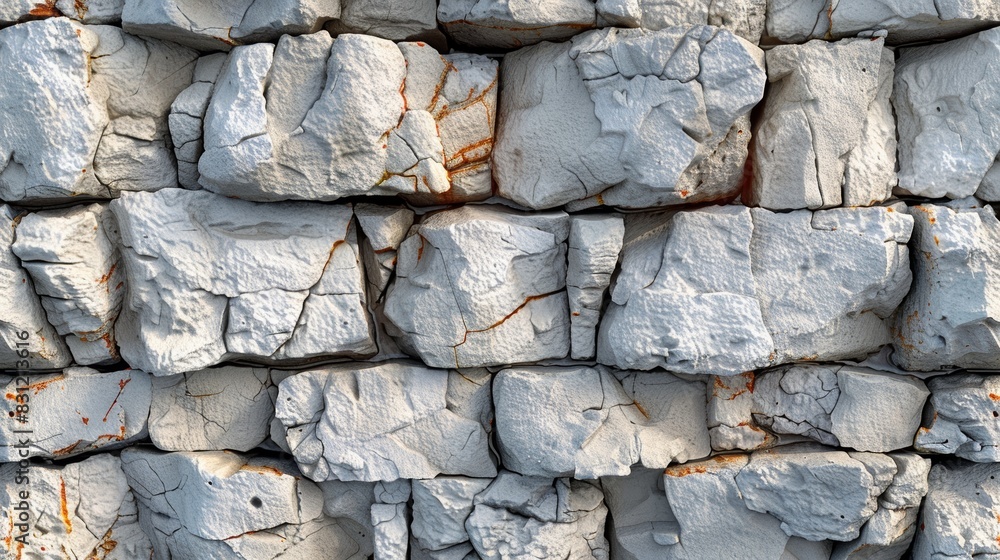 Fototapeta premium The stones were stacked together to form a stone wall.