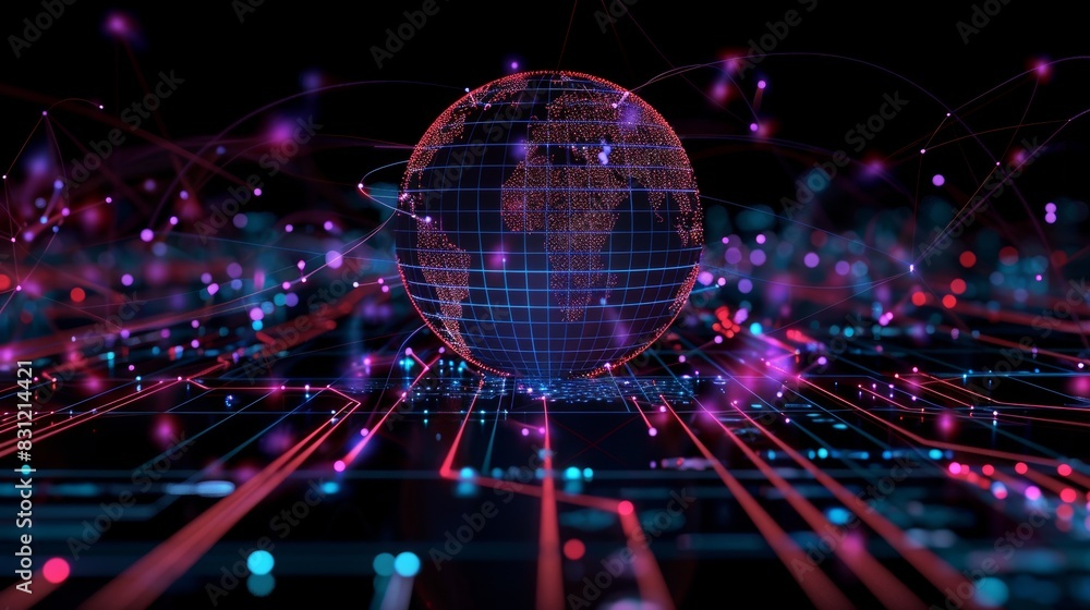 A glowing, futuristic globe symbolizing the interconnected world of technology and data, with vibrant lines representing digital connections and information flow. A glowing, futuristic globe symbolizing the interconnected world of technology and data, with vibrant lines representing digital connections and information flow.