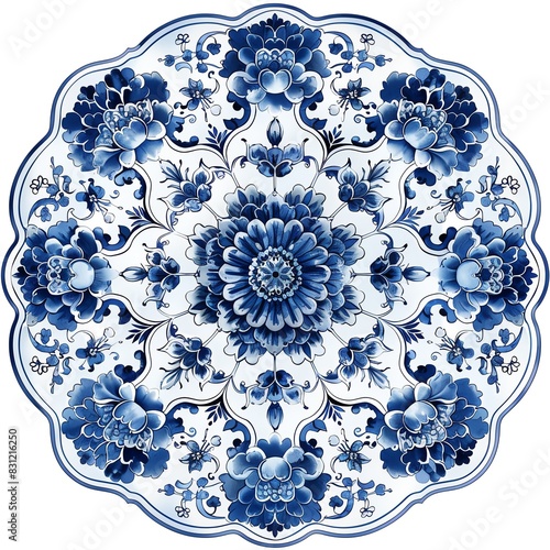 Delftware blue and white plate. photo