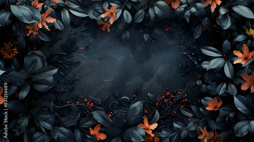 Photo Realistic Ornate Black Border Frame Mockup: Elegant High Resolution Design Theme with Dynamic Nature Scene Stock Photo Concept Photo Realistic Ornate Black Border Frame Mockup: Elegant High Resolution Design Theme with Dynamic Nature Scene Stock Photo Concept