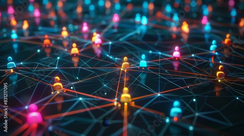 Colorful digital network of connected profiles, symbolizing community and communication in the modern digital age photo