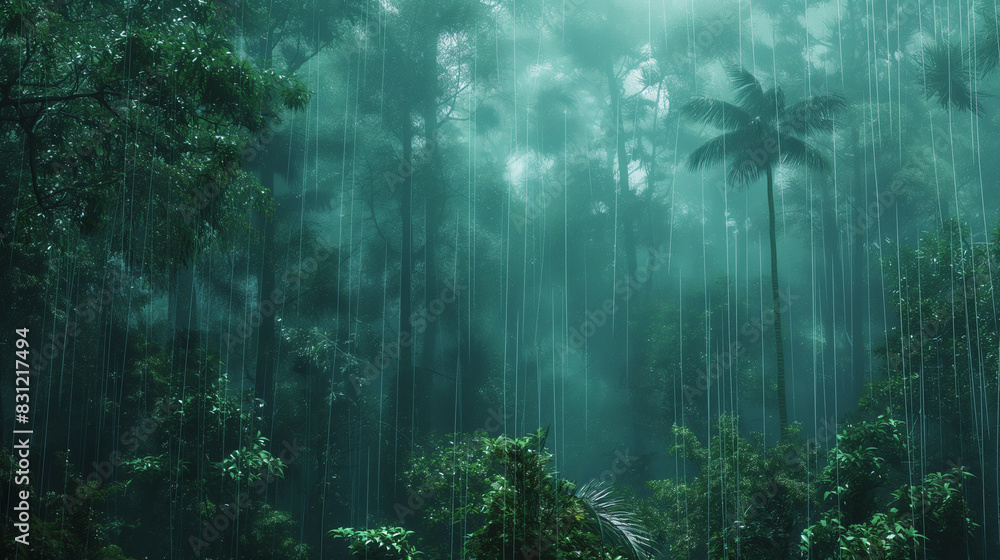 Fototapeta premium Beautiful natural panoramic tropical forest after rain