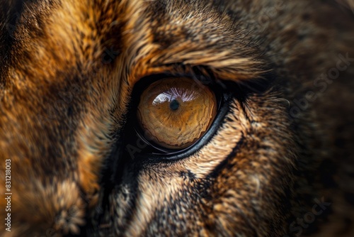 A close up of a lion's eye with a golden hue © keenan