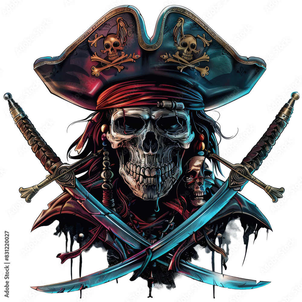 Obraz premium pirates skull and crossbones logo isolated