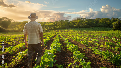 Farmer standing at the edge of a field