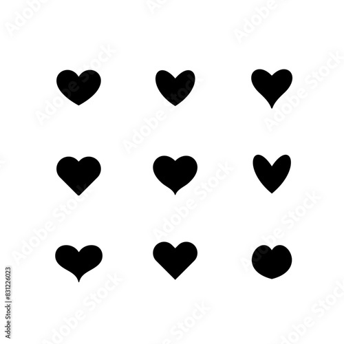 Set of the heart icons. Vector illustration
