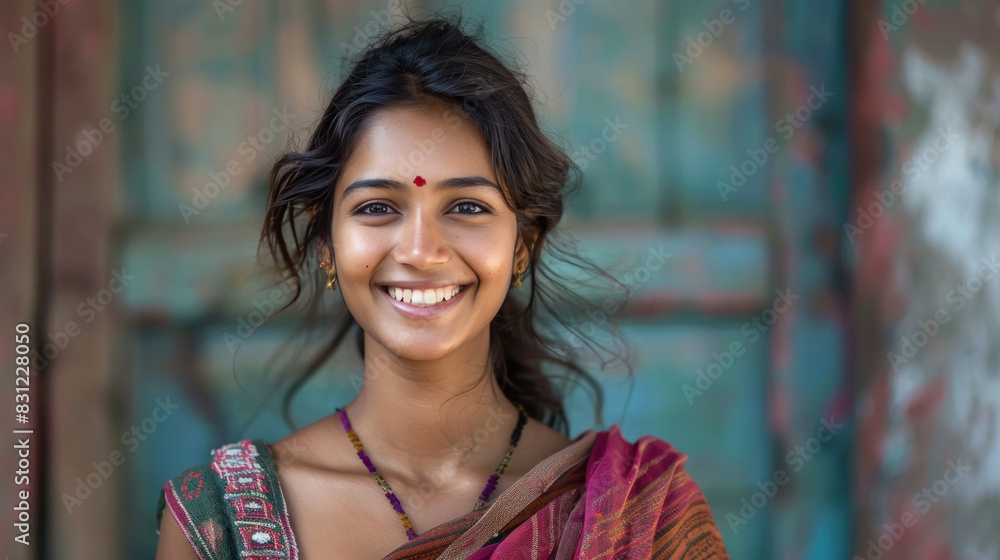 Indian rural woman smiling Indian rural woman smiling