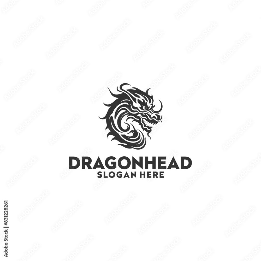 Fototapeta premium Dragon head logo vector illustration