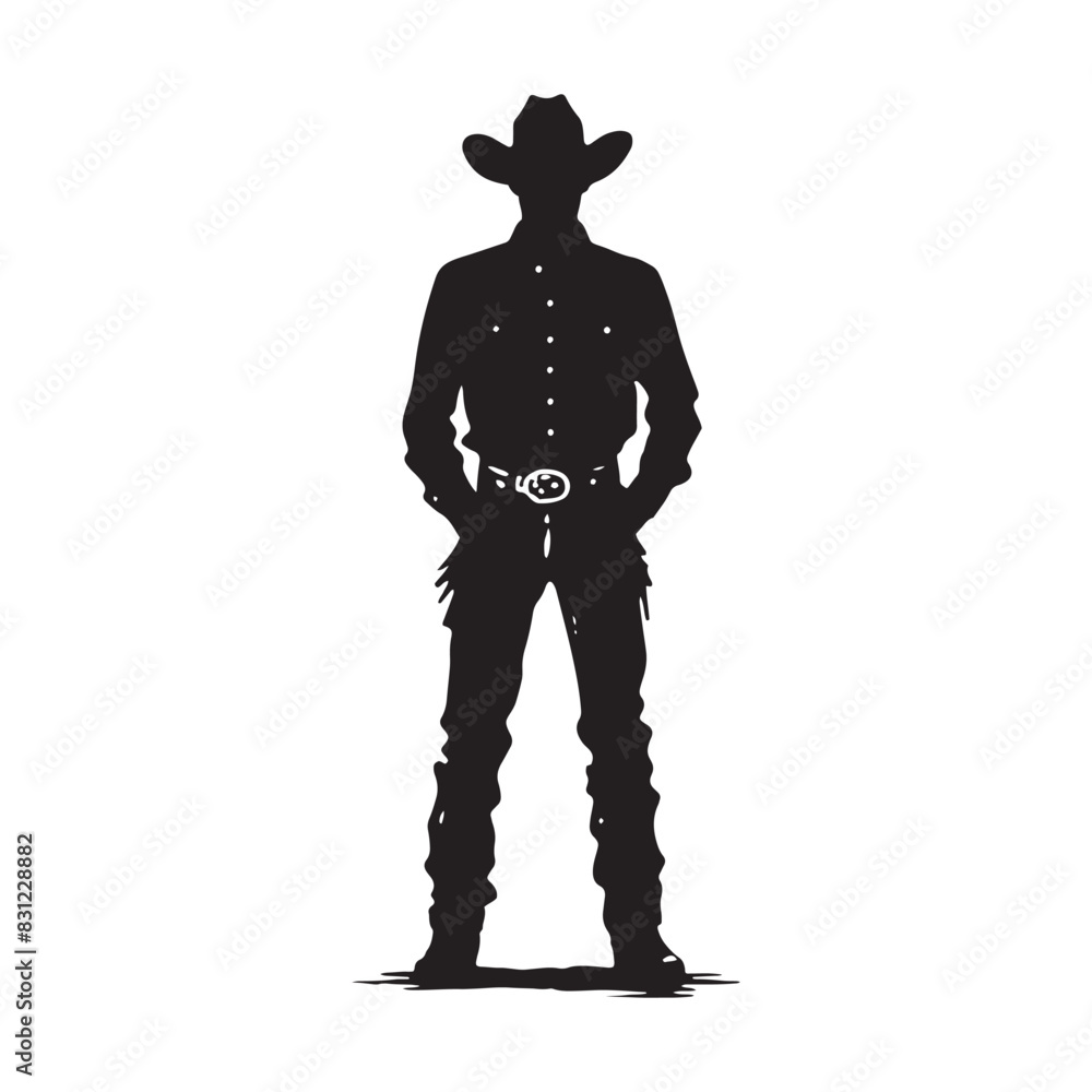 Elegant cowboy silhouette in traditional attire - cowboy illustration
Elegant cowboy silhouette in traditional attire - cowboy illustration
