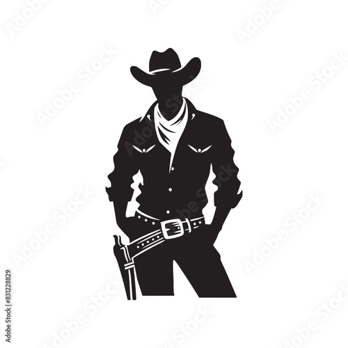 Wallpaper Mural Cowboy silhouette ideal for western-themed posters - minimalist cowboy vector
 Torontodigital.ca