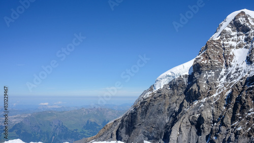 High mountain in Alps covered with snow