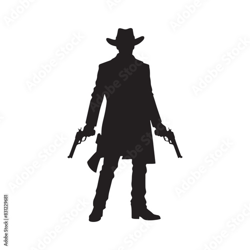 Cowboy silhouette with a confident western look - cowboy illustration
