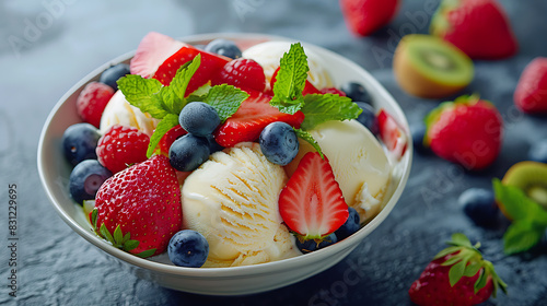  Refreshing Summer Bliss  Assorted Ice Cream and Fresh Fruits  