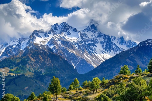 Majestic Mountain Landscape with Snowy Peaks