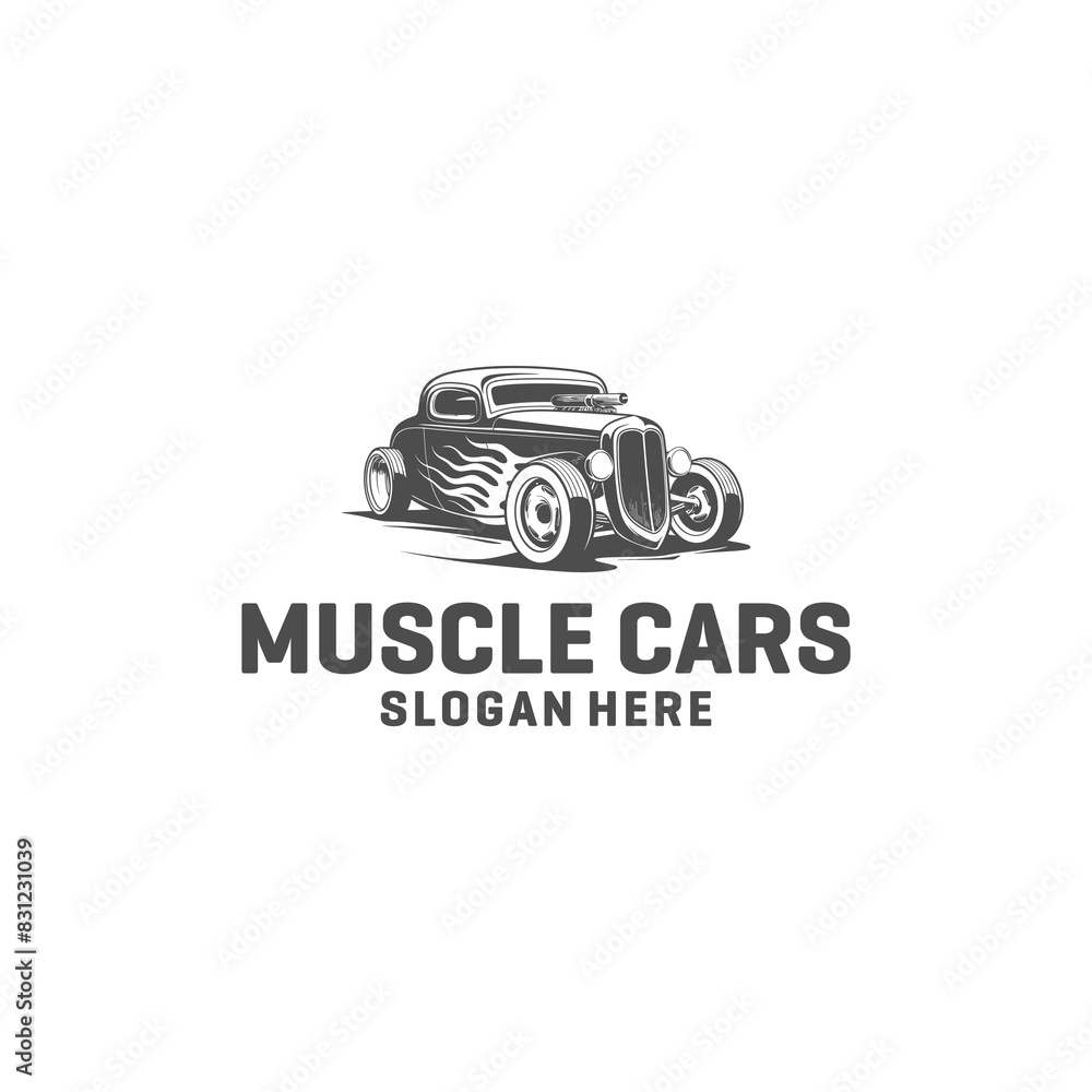 Muscle car logo vector illustration