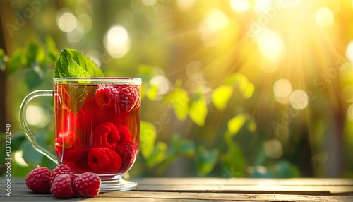 Red Fruit Tea in Teaglass Outdoors photo