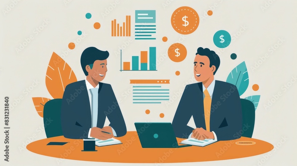 Financial Advisors Discussing Wealth Management Strategies and Investment Solutions with Client During a Consultation Meeting at the Office Desk Financial Advisors Discussing Wealth Management Strategies and Investment Solutions with Client During a Consultation Meeting at the Office Desk
