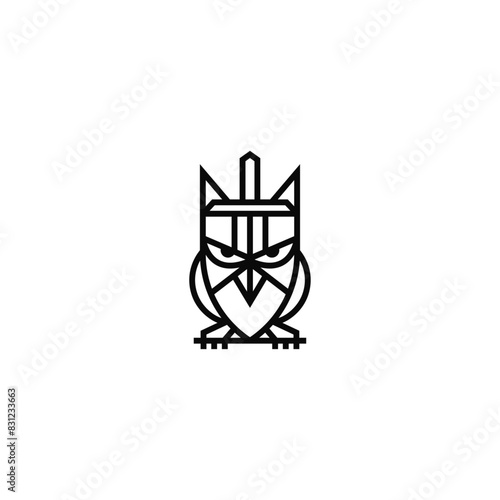 Owl bird and sword logo design.