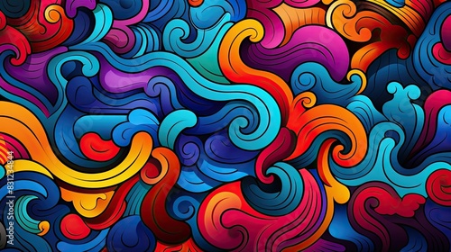 Abstract colorful swirls and waves background. Vibrant and dynamic design. photo