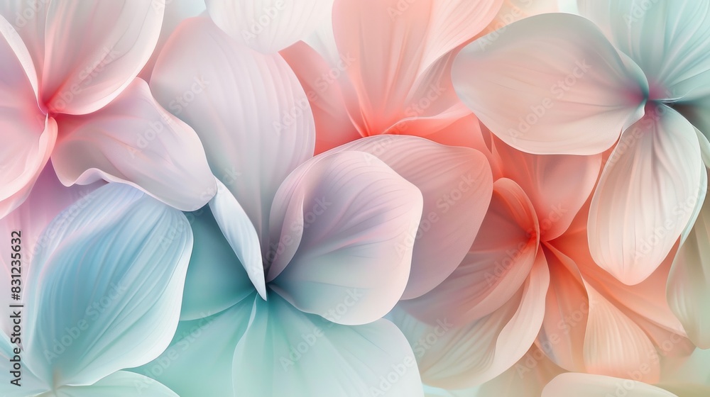 Artistic abstract background featuring soft pastel-colored flowers with a gentle gradient