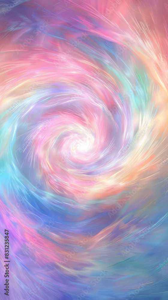 Obraz premium Swirling Vortex of Soft, Pastel Colors Converging Towards Central White Light, Symbolizing Tranquility and Peace Within Oneself