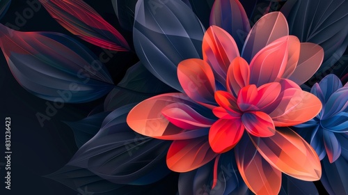 Vibrant digital floral artwork on dark background