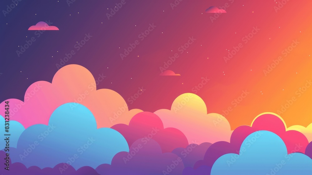Gradient clouds flat design side view sunset animation Complementary Color Scheme