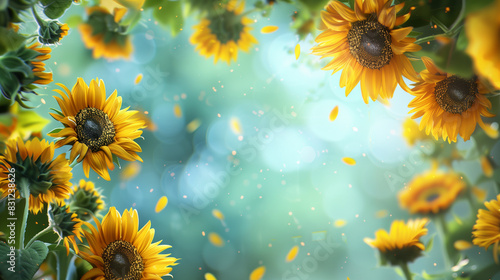 Summery wallpaper background of sunflowers