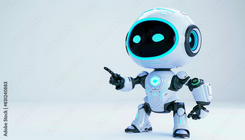 A robot with a yellow face is pointing to the camera by AI generated image A robot with a yellow face is pointing to the camera by AI generated image