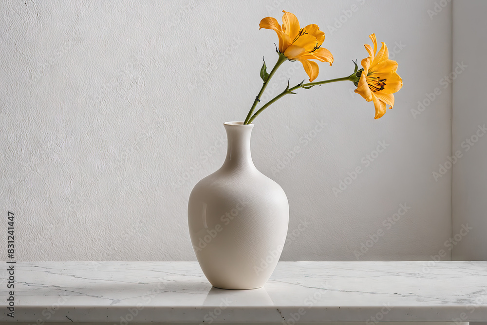 Elegant still life composition featuring a flower vase against a textured background, Generative AI Elegant still life composition featuring a flower vase against a textured background, Generative AI