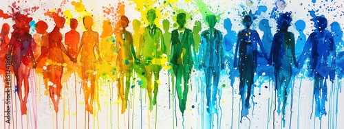 A splash of paint, transforming into a diverse group of young people.