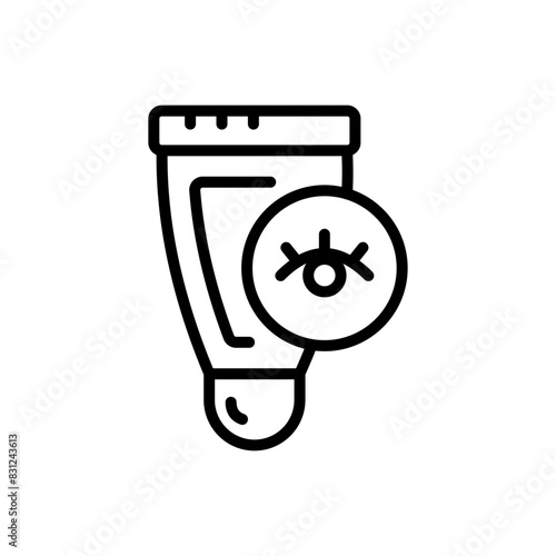 Under eye serum for dark circles and puffiness. Simple outline icon. Eye cream for fine lines and wrinkles. Contour symbol. Vector isolated outline drawing.