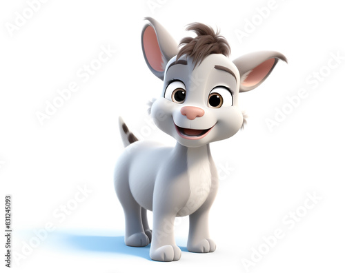 3D funny donkey cartoon. Agriculture and farm animals 