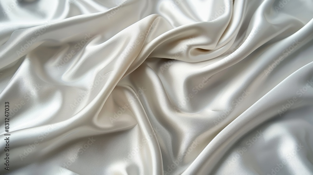Fototapeta premium Elegant white silver fabric texture with a silky satin feel and a subtle, natural blur, ideal for a luxurious look