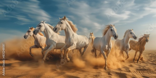 horses runs in the desert 