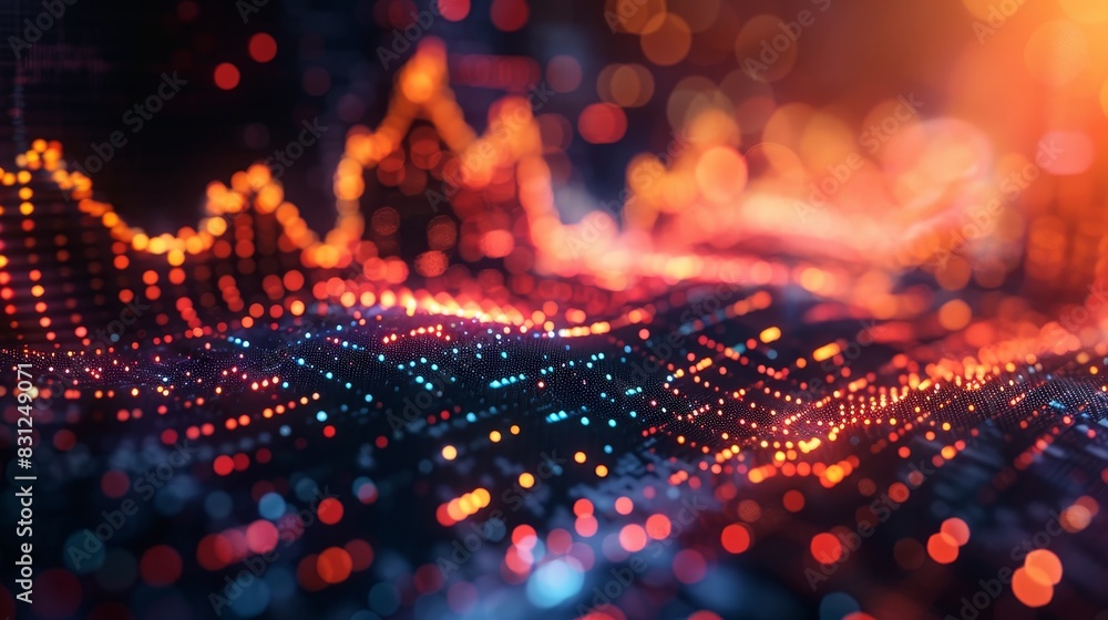 A colorful, abstract image of a cityscape with a lot of dots A colorful, abstract image of a cityscape with a lot of dots