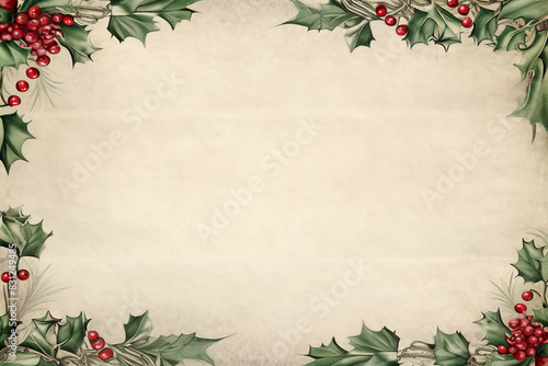 Obraz na płótnie luxury vintage letter border with christmas style red and green toned,ultra details,empty space w salonie