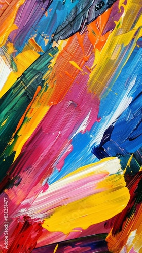 Abstract colorful oil painting strokes