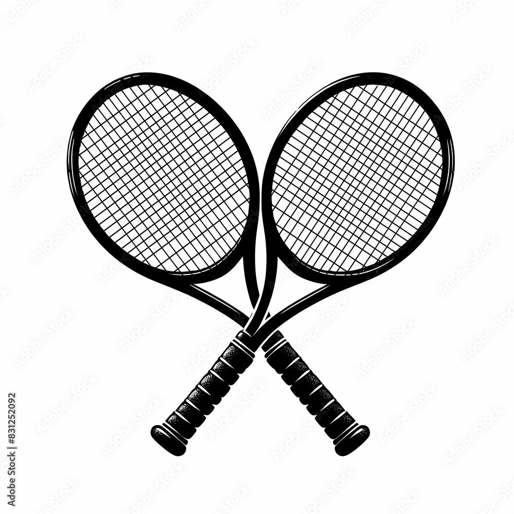 Silhouette crossed tennis rockets Silhouette crossed tennis rockets