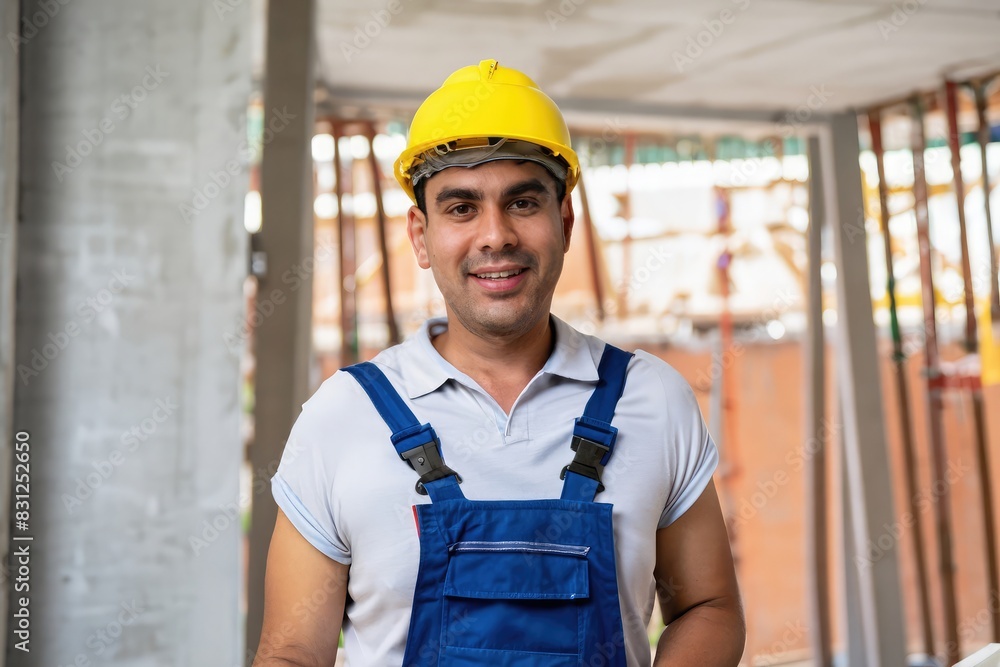 portrait of a construction worker, face of a worker with safety helmet portrait of a construction worker, face of a worker with safety helmet