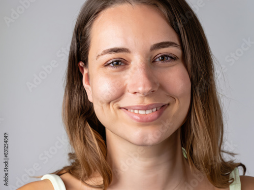 portrait of european woman, face of happy girl