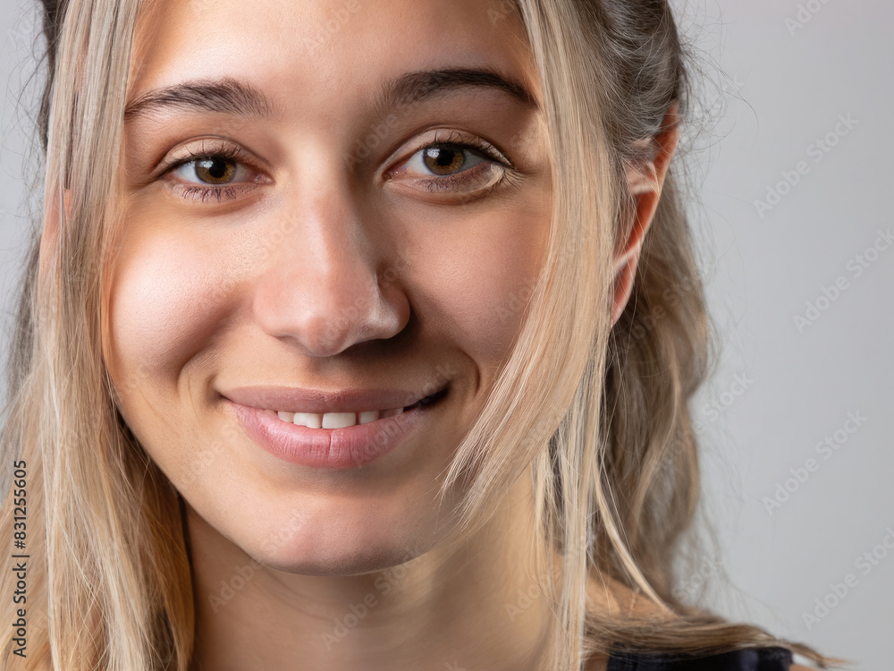 portrait of european woman, face of happy girl portrait of european woman, face of happy girl