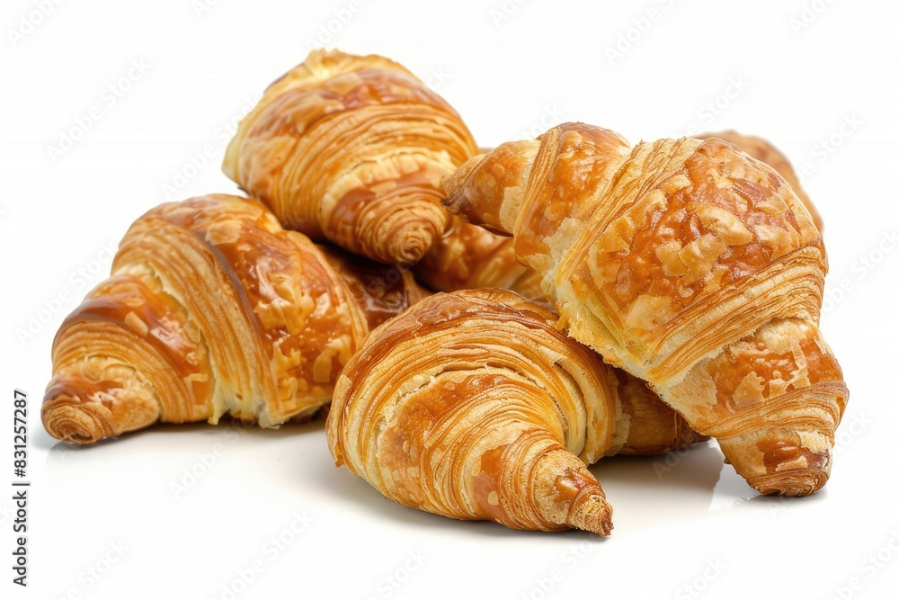Freshly baked croissants with a golden crust on a white background Freshly baked croissants with a golden crust on a white background