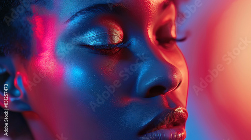 Futuristic chromatic expressions, highlighting diverse beauty for a dynamic skincare ad