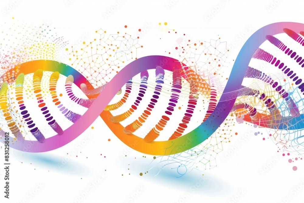 Detailed Vector Illustration of DNA Strand with Vibrant Colors