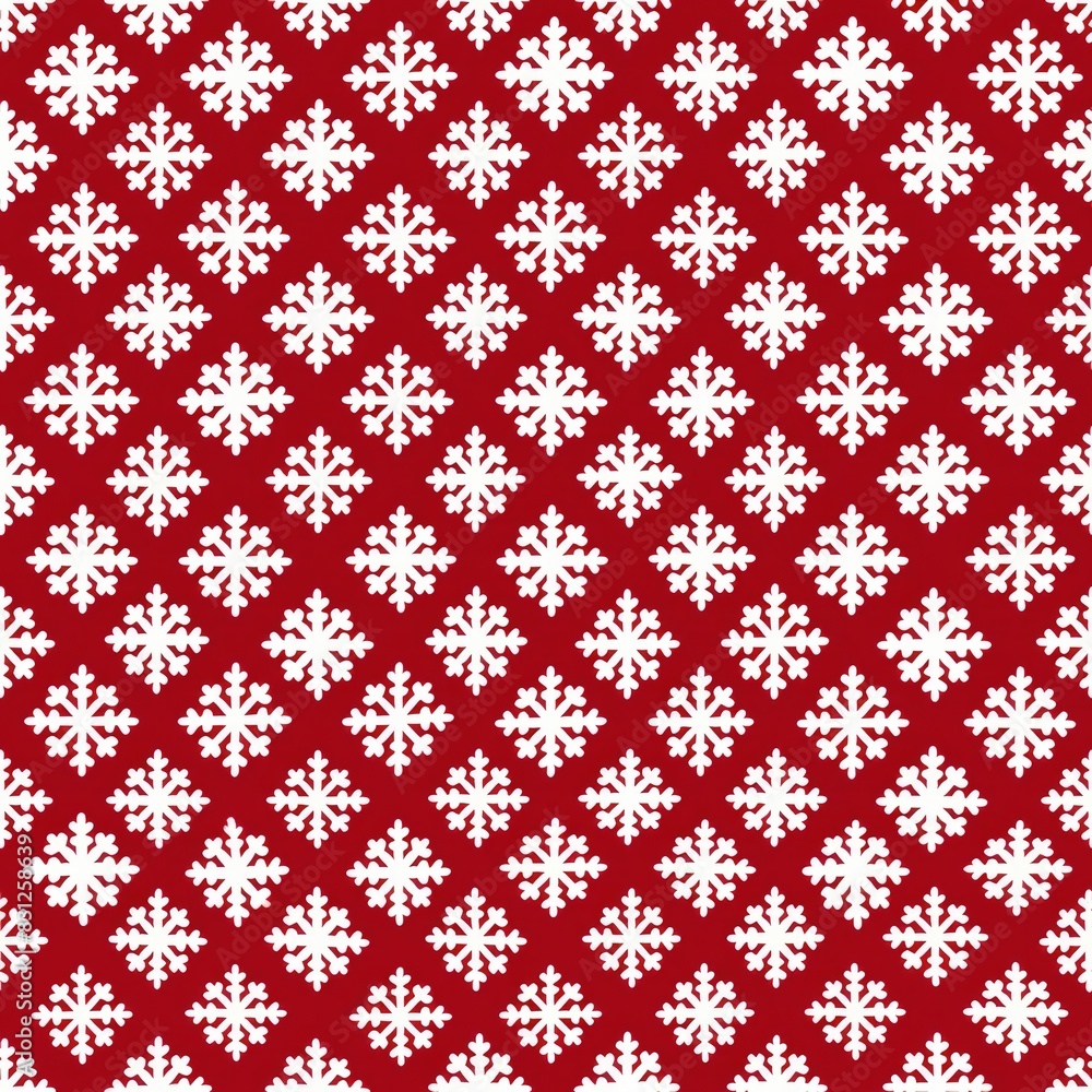Seamless pattern of delicate cream snowflakes on a vibrant red background Seamless pattern of delicate cream snowflakes on a vibrant red background